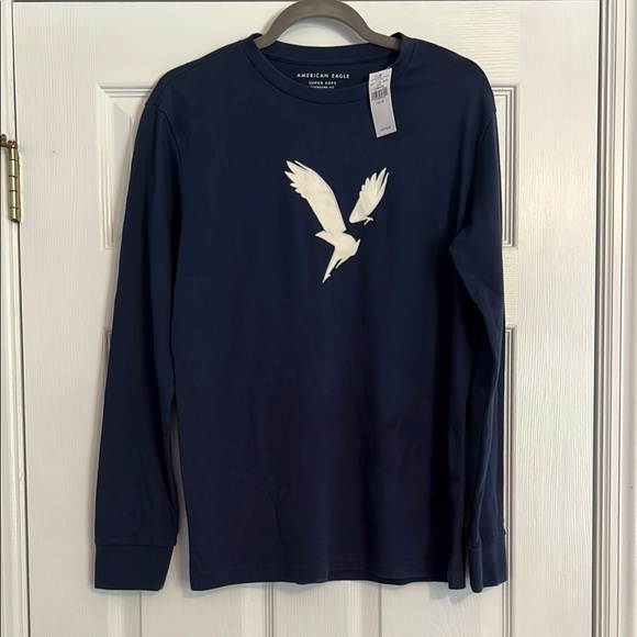 American Eagle Outfitters Blue and White Long Sleeve Tee - Picture 1 of 3